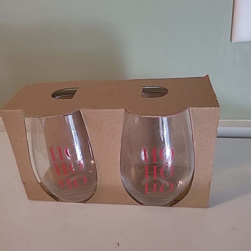 Ho Ho Ho Stemless Wine Glasses